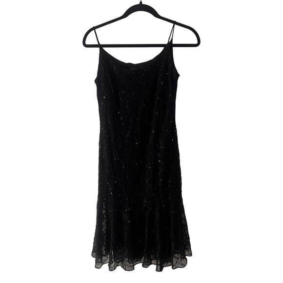Alex Evenings Black Sparkly Embellished Insane Y2k Midi 90s Dress Fairy Cottage - Picture 1 of 3